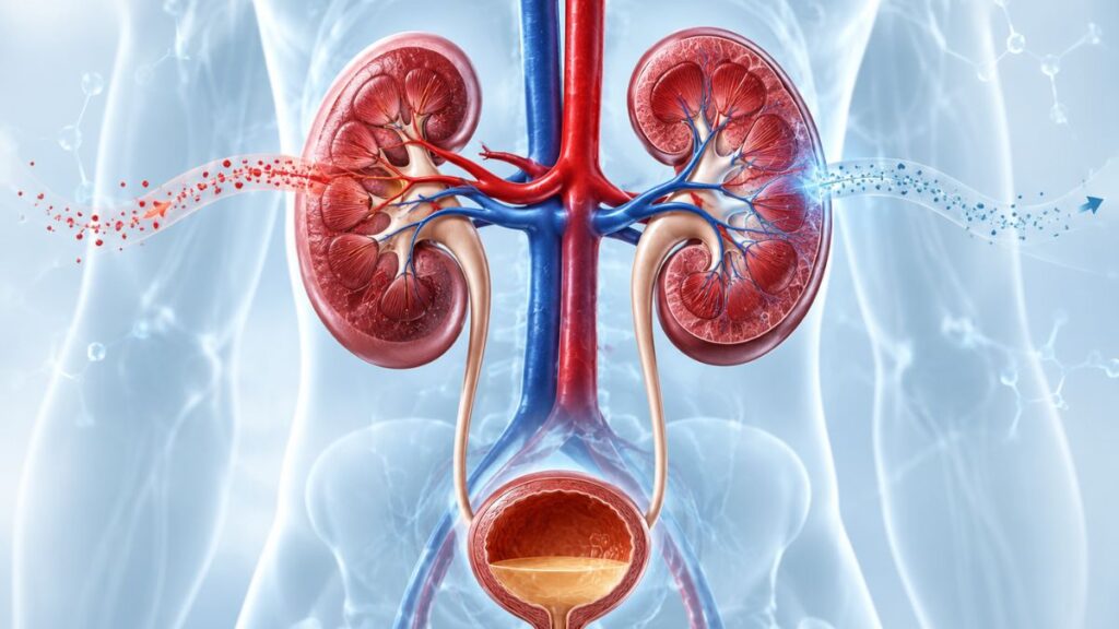 Human kidney anatomy and natural filtration system.